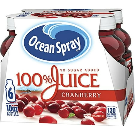 Ocean Spray 100% Juice  Cranberry Juice  10 Ounce Bottle (Pack of 6)