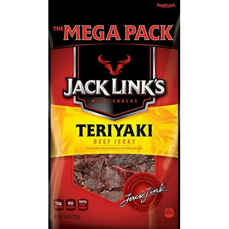 Jack Link S Teriyaki Beef Jerky Meat Snacks Mega Pack  8 Oz. (Pack of 24)