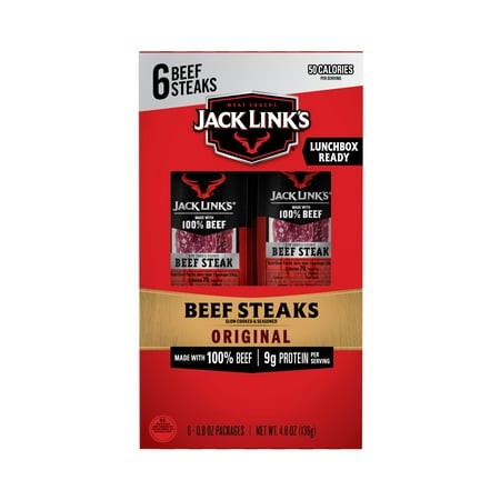 Jack Link S 100% Beef Original Beef Steaks 4.8 Oz 6 Count Multipack