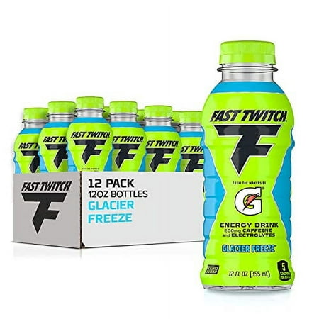 Fast Twitch Energy Drink from Gatorade  Glacier Freeze  12 Fl Oz Bottles  (12 Pack)  200mg Caffeine  Zero Sugar  Electrolytes