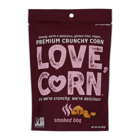 Love CornÂ® Smoky Premium Crunchy Corn Snack - Case of 12 - 4 OZ