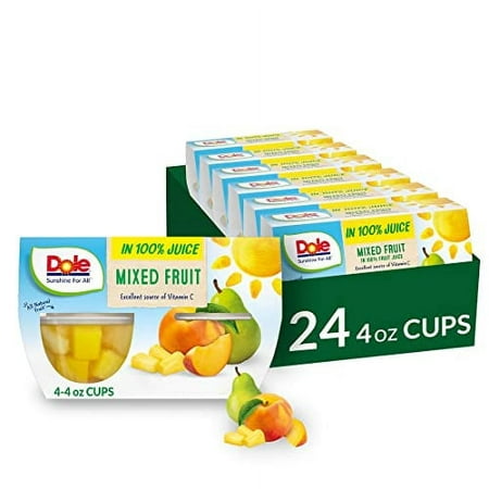 Dole Fruit Bowls Mixed Fruit in 100% Juice  Gluten Free Healthy Snack  4 Oz  24 Total Cups