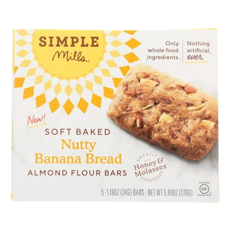 (6 Pack) Simple Mills Soft Baked Nutty Banana Bread Bar  5.99 Oz