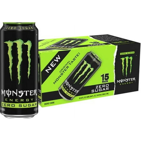 Monster Energy Zero Sugar  Green  Original  Low Calorie Energy Drink  16 Fl Oz (Pack of 15)