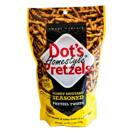 Dot S Honey Mustard Seasoned Pretzel Twist - Sweet and Tangy Mustard Honey Pretzel Sticks - 1  16oz Bag