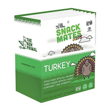 Snack Mates by the New Primal  Turkey Stick  All-Natural Turkey  High Protein and Low Sugar Kids Snack  Certified Paleo  Certified Gluten-Free  Lunchb