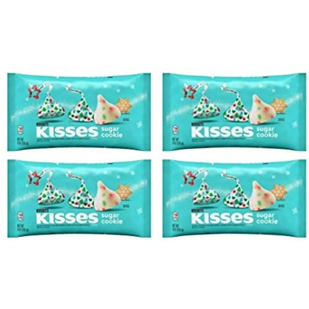 Hersheys Kisses Sugar Cookie Seasonal Chocolate Candy - Pack of 4 Bags - 9 Oz per Bag - 36 Oz Total of Bulk Sugar Cookie Kisses - Sugar Cookie Favored