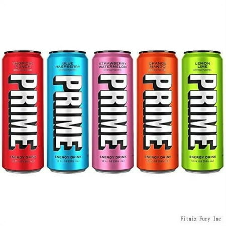 Prime Energy Drink Cans 5 Flavor Variety Pack - 200Mg Caffeine  Zero Sugar  300Mg Electrolytes  Vegan - 12 Fl Oz Cans - 5 Cans