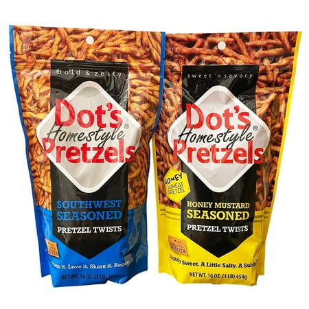 Dots Homestyle Pretzels Honey Mustard and Southwest Limited Edition Flavor 16 Oz 2 Pack