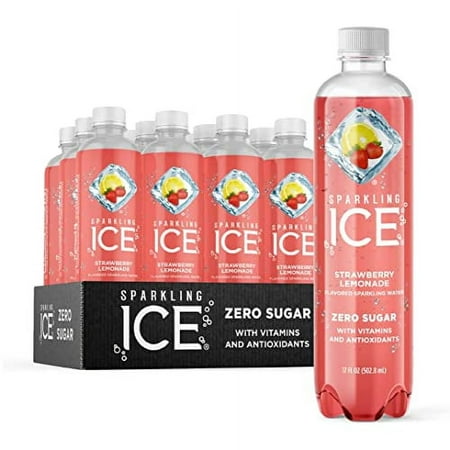 Sparkling Ice  Strawberry Lemonade Sparkling Water  Zero Sugar Flavored Water  with Vitamins and Antioxidants  Low Calorie Beverage  17 Fl Oz Bottles 