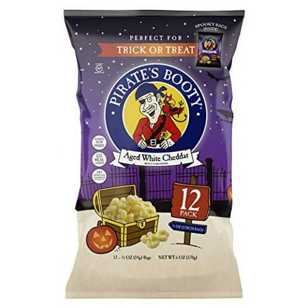 Pirate Brands Pirate S Booty Cheese Puffs  Halloween Themed Healthy Kids Snacks  Aged White Cheddar  12-pack of .5oz Trick or Treat Sized Bags  10.08 