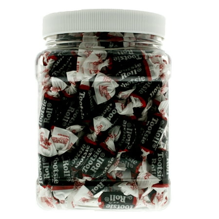 Tootsie Roll Midgees (Mini) Size 1 LB - Bulk Individually Wrapped Tootsie Rolls in 32 FL OZ Gift Ready Reusable Square Jar