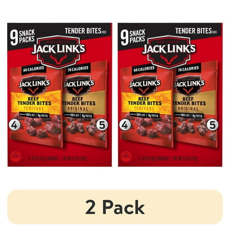 (2 Pack) Jack Link S Original and Teriyaki Beef Tender Bites  9 Pack
