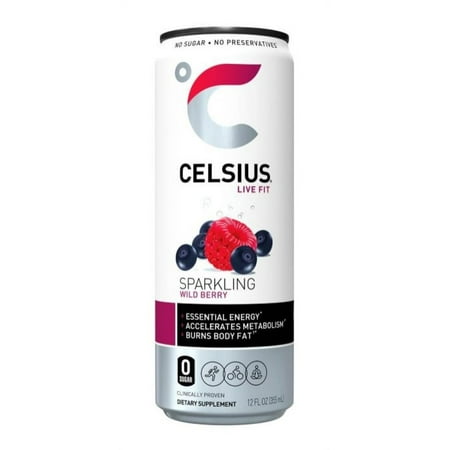 Celsius Live Fit Sparkling Wild Berry Essential Energy Drink 12oz.  1 Single Can
