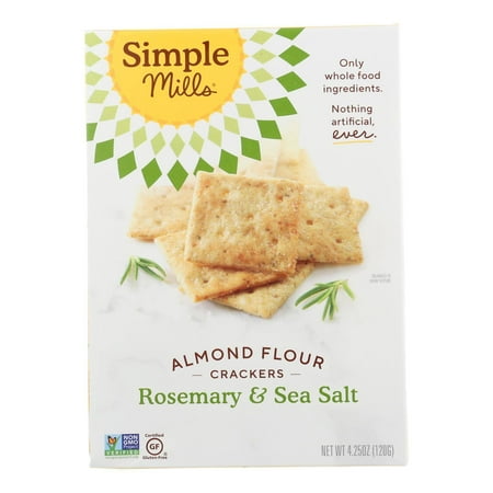 Simple Mills Rosemary and Sea Salt Almond Flour Crackers - Case of 6 - 4.25 Oz.