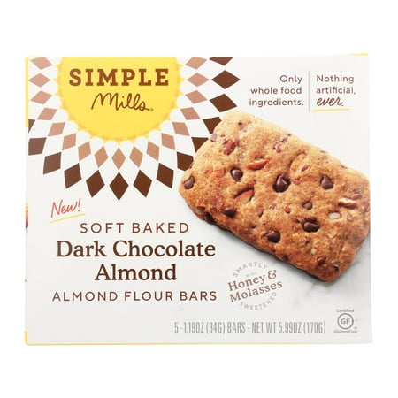 (6 Pack) (6 Pack) Simple Mills Soft Baked Dark Chocolate Almond Bar  5.99 Oz