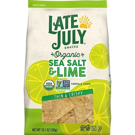 Late July Organic Sea Salt & Lime Tortilla Chips  Non GMO Restaurant Style  2-Pack 10.1 Oz. Bags