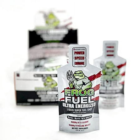 Frog Fuel Ultra Energy Liquid Protein Shot with Carbohydrates and Electrolytes - Mixed Berry - 24 1.2oz Protein Shots. Pre Workout and Endurance Shot.