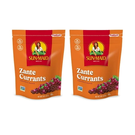 Sun-Maid California Zante Currants Snack 8 Ounce Bags Whole Natural Dried Fruit No Artificial Flavors Non-GMO Vegan and Vegetarian Friendly (Pack of 2