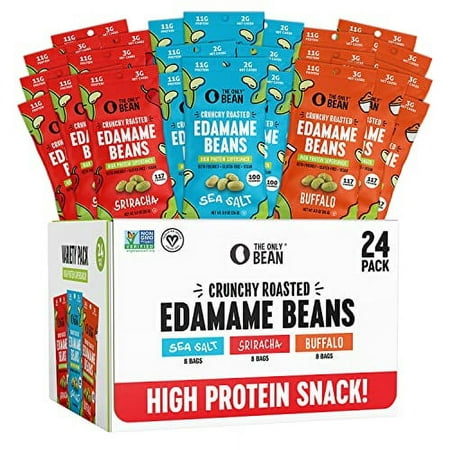 The Only Bean Crunchy Roasted Edamame - Healthy Snacks for Adults and Kids (Variety Pack)  Low Calorie & Carb Keto Snack Food  Vegan Gluten Free High 