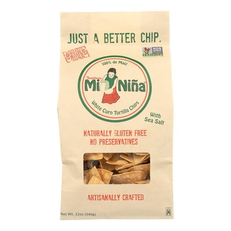 Mi Nina S White Corn Tortilla Chips with Sea Salt - Case of 9 - 12 OZ
