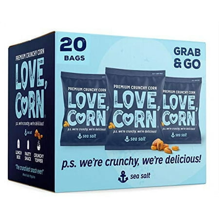 LOVE CORN | Sea Salt Delicious Crunchy Corn | 0.7oz  20 Bags | Low-Sugar  Gluten-Free  Plant Based  Non-GMO