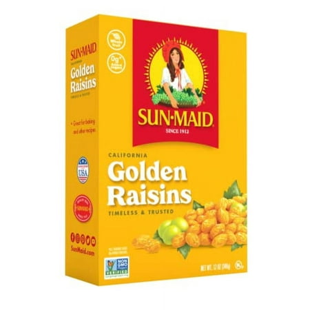 Sun-Maid California Golden Raisins - 12 Oz Sharing-Size Box - Dried Fruit Snack for Lunches  Snacks  and Natural Sweeteners