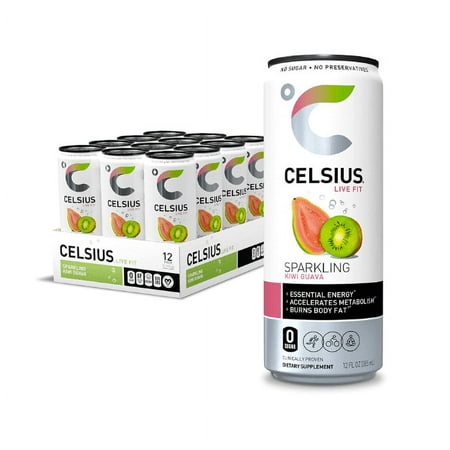 CELSIUS Sparkling Kiwi Guava  Functional Essential Energy Drink 12 Fl Oz (Pack of 12)