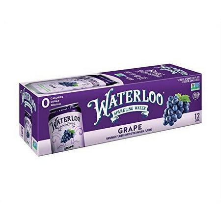 Waterloo Sparkling Water  Grape Naturally Flavored  12 Fl Oz Cans  Pack of 12 | Zero Calories | Zero Sugar or Artificial Sweeteners | Zero Sodium