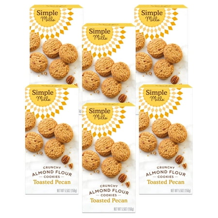 Simple Mills Almond Flour Crunchy Cookies  Toasted Pecan - Gluten Free  Vegan  Healthy Snacks  Made with Organic Coconut Oil  5.5 Ounce (Pack of 6)