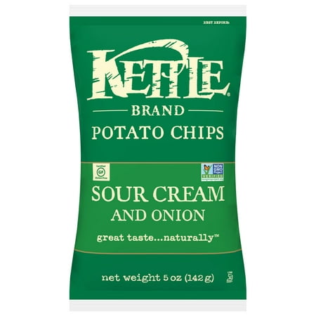 Kettle Brand Potato Chips  Sour Cream and Onion  5 Ounce (Pack of 15)