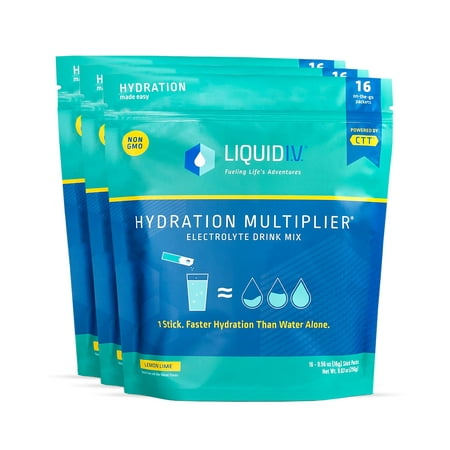 Liquid I.V. Hydration Multiplier - Lemon Lime - Hydration Powder Packets | Electrolyte Drink Mix | Easy Open Single-Serving Stick | Non-GMO | 48 Stick