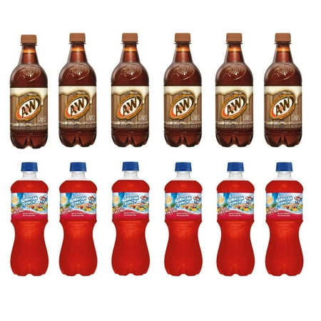 Variety Soft Drinks Pack   20 Oz   Pack of 12  a&W Root Beer   HAWAIIAN Punch Fruit Juicy Red Juice Drink