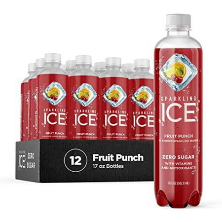 Sparkling Ice  Fruit Punch Sparkling Water  Zero Sugar Flavored Water  with Vitamins and Antioxidants  Low Calorie Beverage  17 Fl Oz Bottles (Pack of