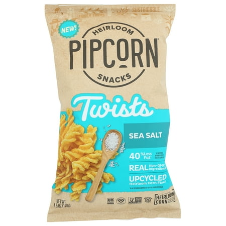 Pipcorn Heirloom Snacks® Twist Corn Sea Salt 4.5 Ounce Pack of 12