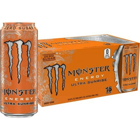 Monster Energy Ultra Sunrise  Sugar Free Energy Drink  16 Fl Oz (Pack of 15)