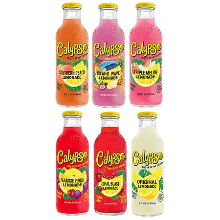 Calypso Lemonade | Made with Real Fruit and Natural Flavors | 6 Flavor Variety  16 Fl Oz (Pack of 12)