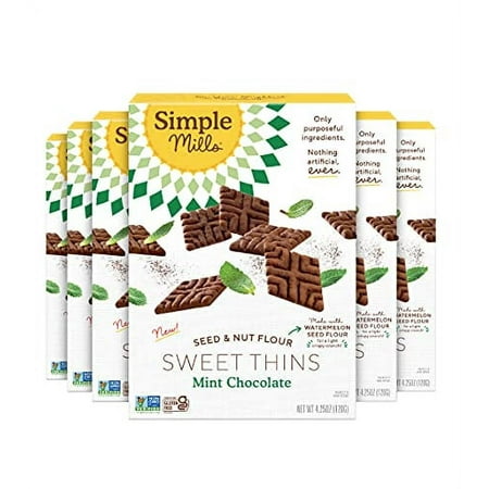 Simple Mills Sweet Thins Cookies  Seed and Nut Flour  Mint Chocolate - Gluten Free  Paleo Friendly  Healthy Snacks  4.25 Ounce (Pack of 6)