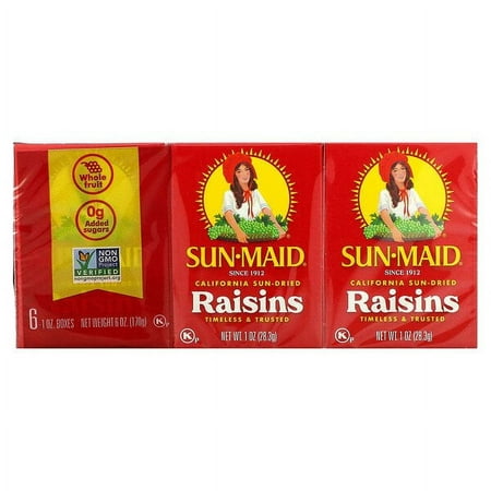 Sun-Maid  California Sun-Dried Raisins  6 Boxes  1 Oz (28.3 G) Each Pack of 3
