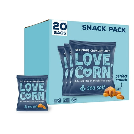 LOVE CORN Sea Salt | Delicious Crunchy Corn Snack | 0.7oz X20 Bags | Non-GMO  Low-Sugar  Gluten-Free  Plant Based…