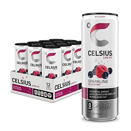 CELSIUS Sparkling Wild Berry  Functional Essential Energy Drink 12 Fl Oz (Pack of 12)