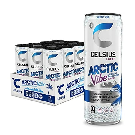 CELSIUS Arctic Vibe Sparkling Frozen Berry  Functional Essential Energy Drink  12 Fl Oz (Pack of 12)