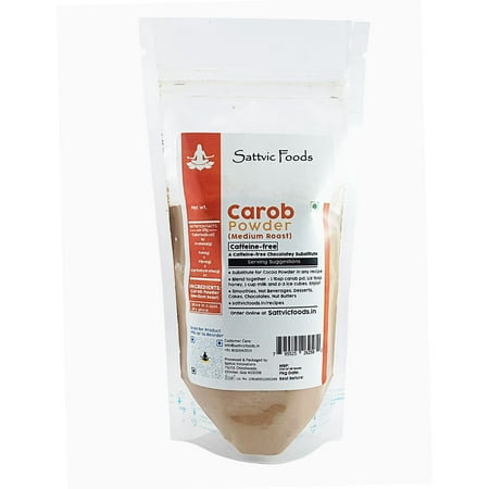 Sattvic Foods Carob Powder Medium Roast (100 G) Caffeine/Theobromine-Free | Naturally Sweet  Substitute for Cocoa | Low Fat  High Fibre | Use in Choco