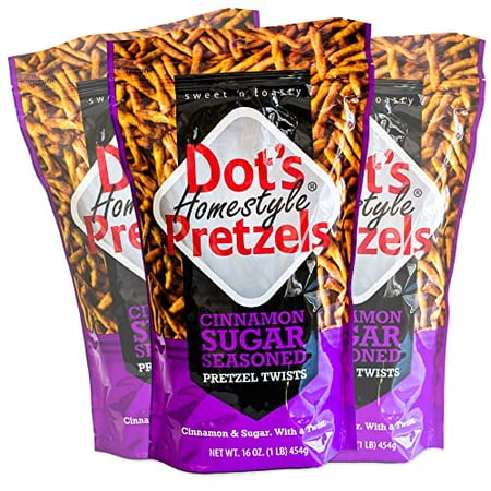Dot S Cinnamon Sugar Pretzel - Coated with Delicious Cinnamon Flavor - 3  16oz Bags
