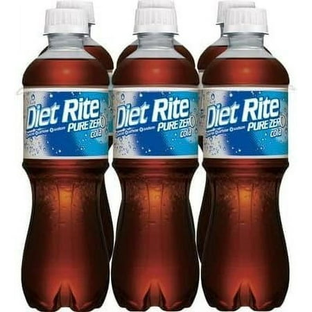 Diet Rite Pure Zero Cola  Soda  No Caffeine  6 Pack of 16.9 Oz Bottles