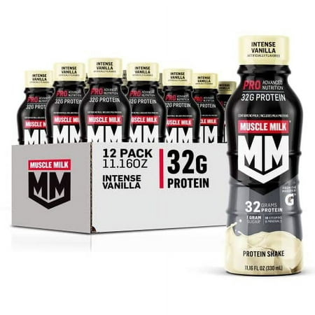 Muscle Milk Pro Advanced Nutrition Protein Shake  Intense Vanilla  11.16 Fl Oz (Pack of 12)  32g Protein  1g Sugar  16 Vitamins & Minerals  5g Fiber  