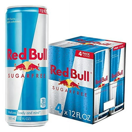 Red Bull Energy Drink Sugar Free   Sugarfree  12 Fl Oz (Pack of 4)