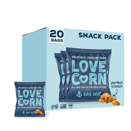 LOVE CORN Sea Salt 0.7oz X 20 Bags - Delicious Crunchy Corn