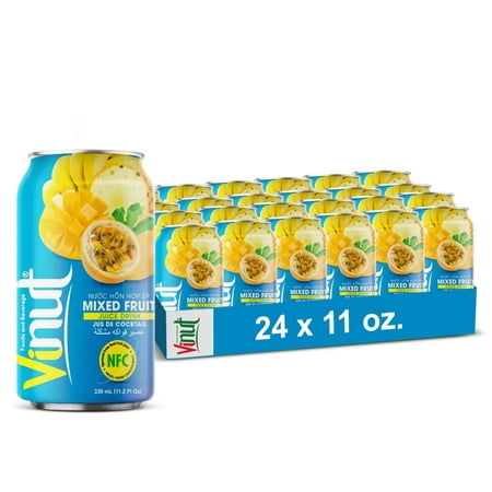 VINUT Mixed Fruit Juice  Passion Fruit  Pineapple  Banana  Mango  Not from Concentrate  Fresh  Non-Gmo  (11.1 Fl Oz-Pack of 24)