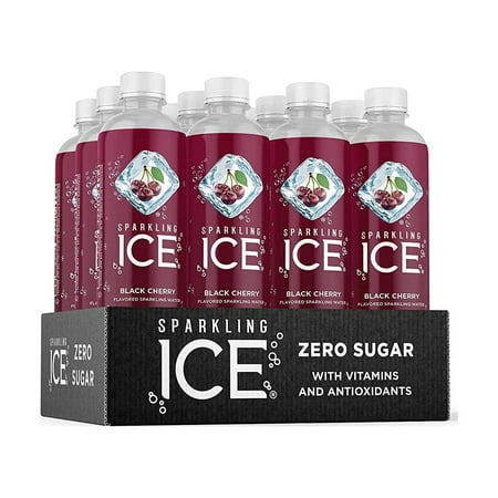 Sparkling Ice  Black Cherry Sparkling Water  with Antioxidants and Vitamins  Zero Sugar  17 Fl Oz Bottles (Pack of 12)